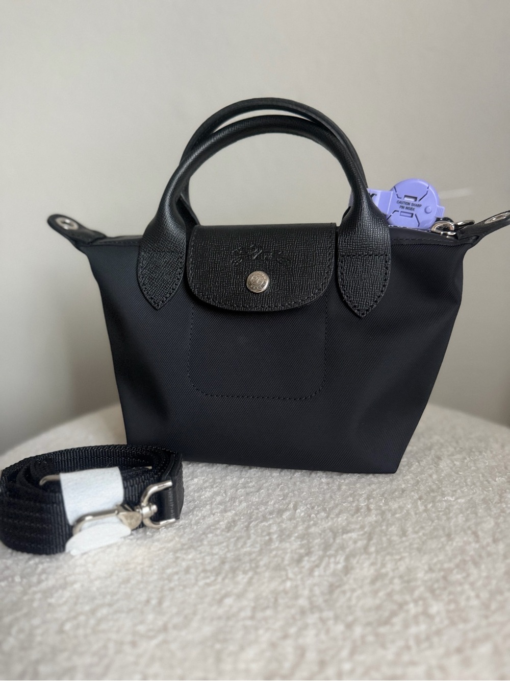 Longchamp Small Nylon Top-Handle Bag in Black - Picture 2 of 4